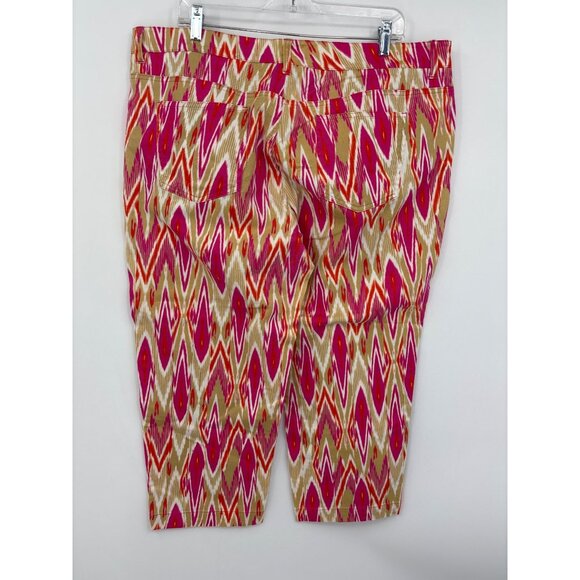 Jones New York Sport Stretch Crop Print Jean Tan Pink Size 18W - Picture 3 of 5